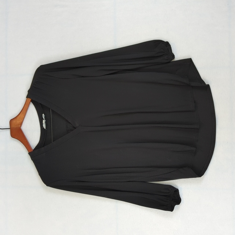 Two‎ by Vince Camuto Black Relaxed Fit Long Sleeve Shirt L